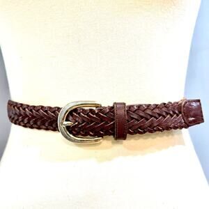 Vintage Boho Brown Braided Leather Belt Western Cottagecore Indie Medium/Large